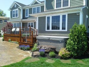 Updated Massapequa Waterfront Landscape Design with Hot Tub